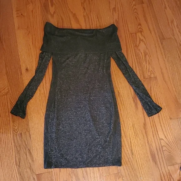 off the shoulder fitted sweater dress Bora Off-Shoulder V-Neck Sweater Dress